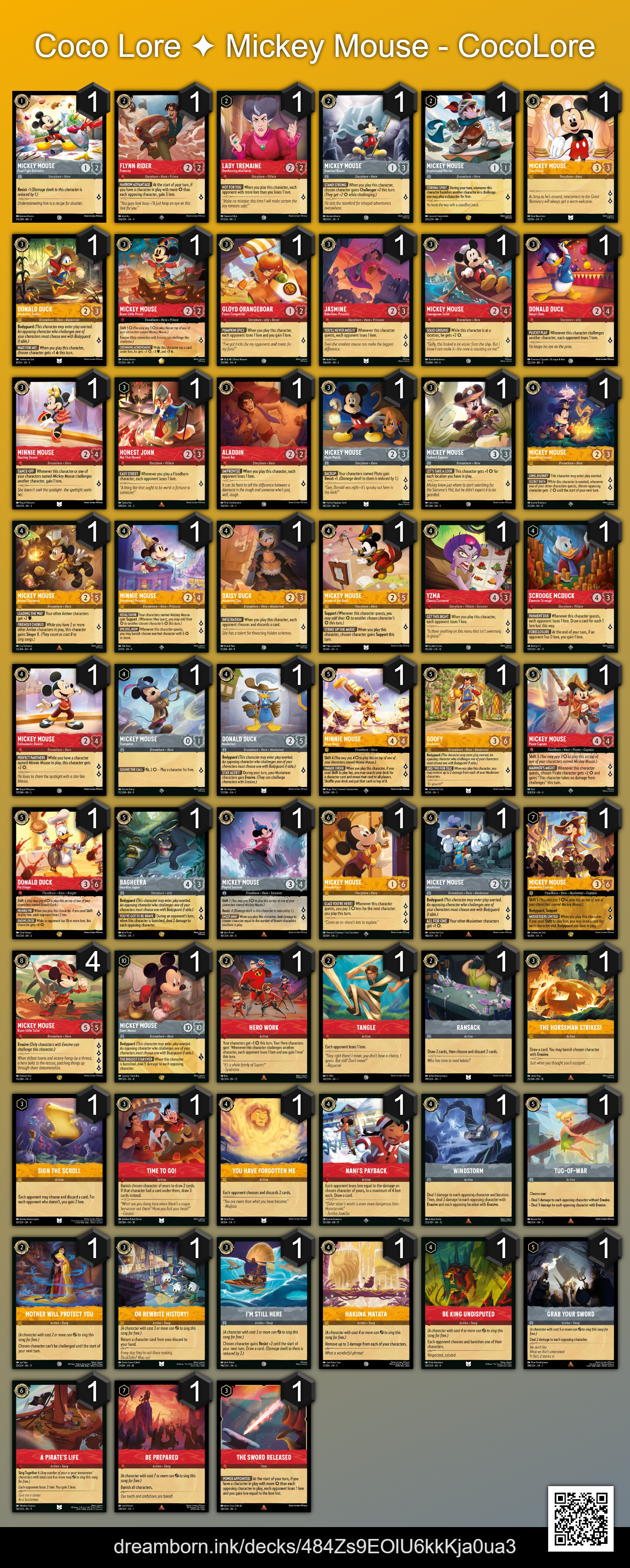 Mickey Mouse Coconut deck list, Aug 23, 2026
